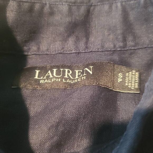 Ralph Lauren LRL navy blue linen long sleeve button down shirt - small - Picture 2 of 4